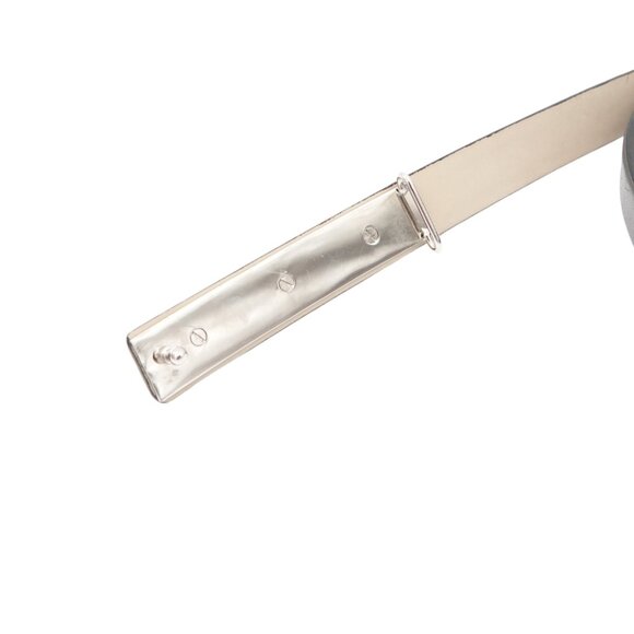 Salvatore Ferragamo Pewter Leather Thin Belt with Silver Logo Plate main image 5